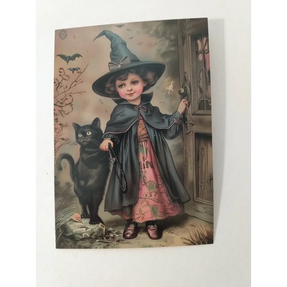 11 Halloween Postcard Lot Retro Witch Pumpkin Bat Skeleton Cat Reproduction NEW